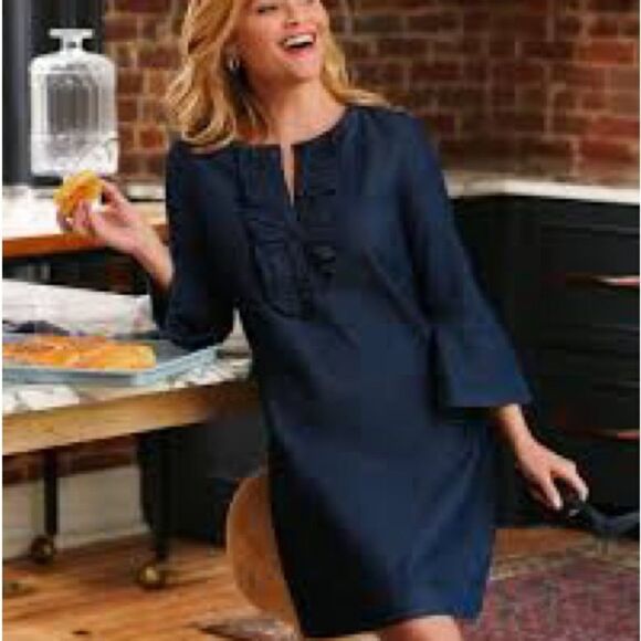Draper James Denim Dress with Ruffle Detail - Picture 1 of 8